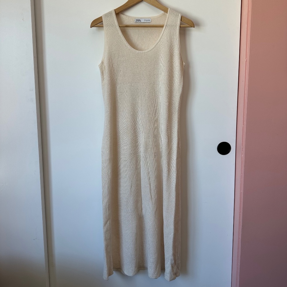 Creme Knit Sheath Tank Dress
